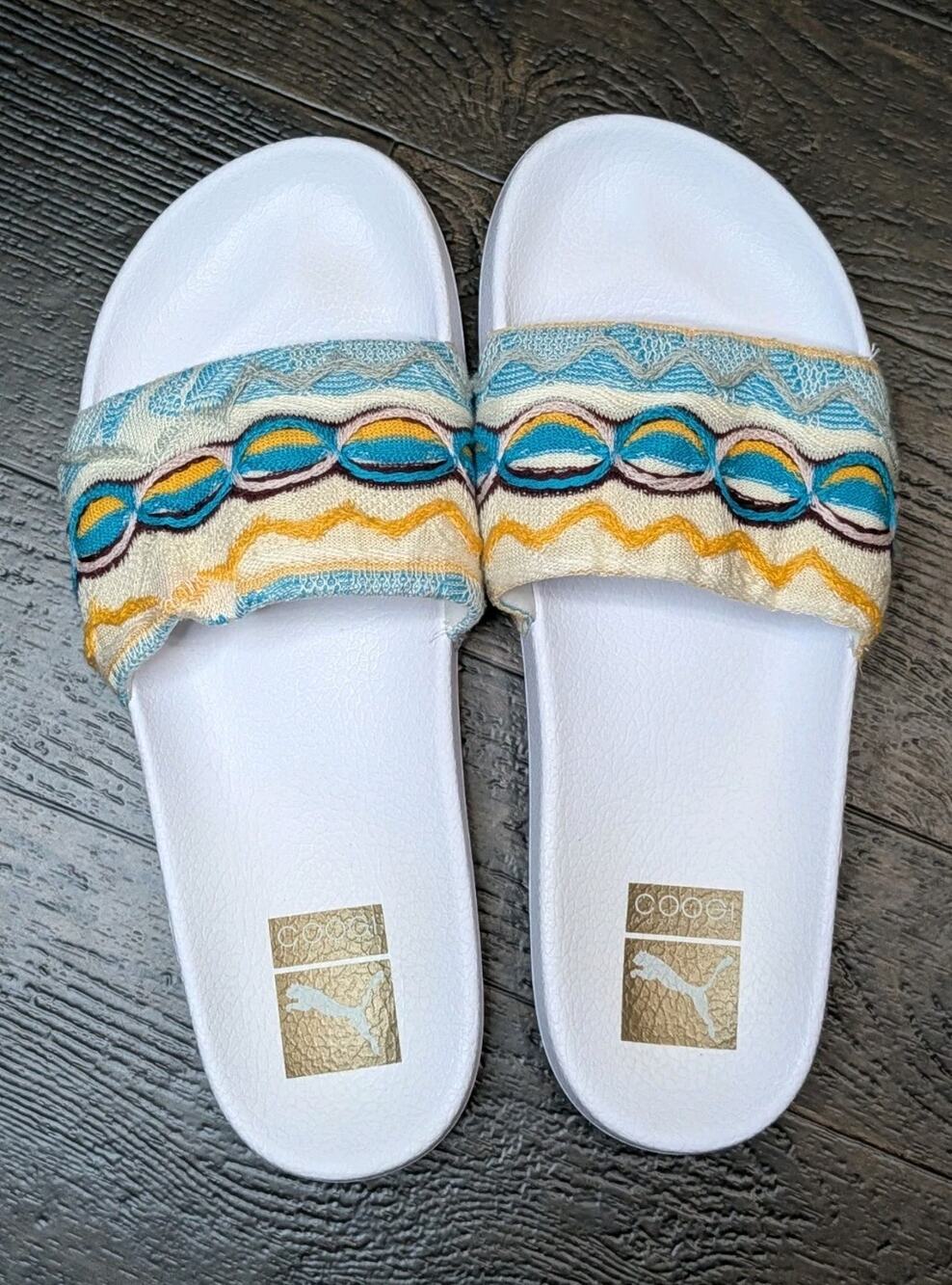 PUMA x COOGI Australia Leadcat Slide Sandals - White / Multi-Color / Gold